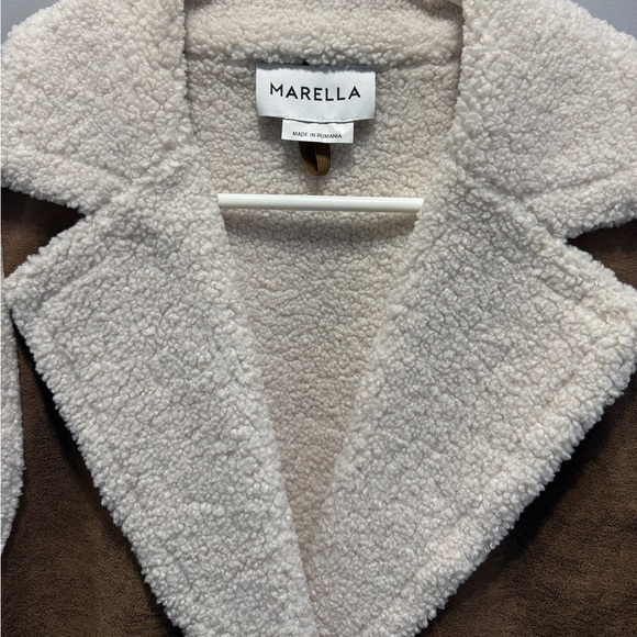 MARELLA Faux Suede & Shearling Long Vest - Brown & Cream - Designer - Picture 7 of 9